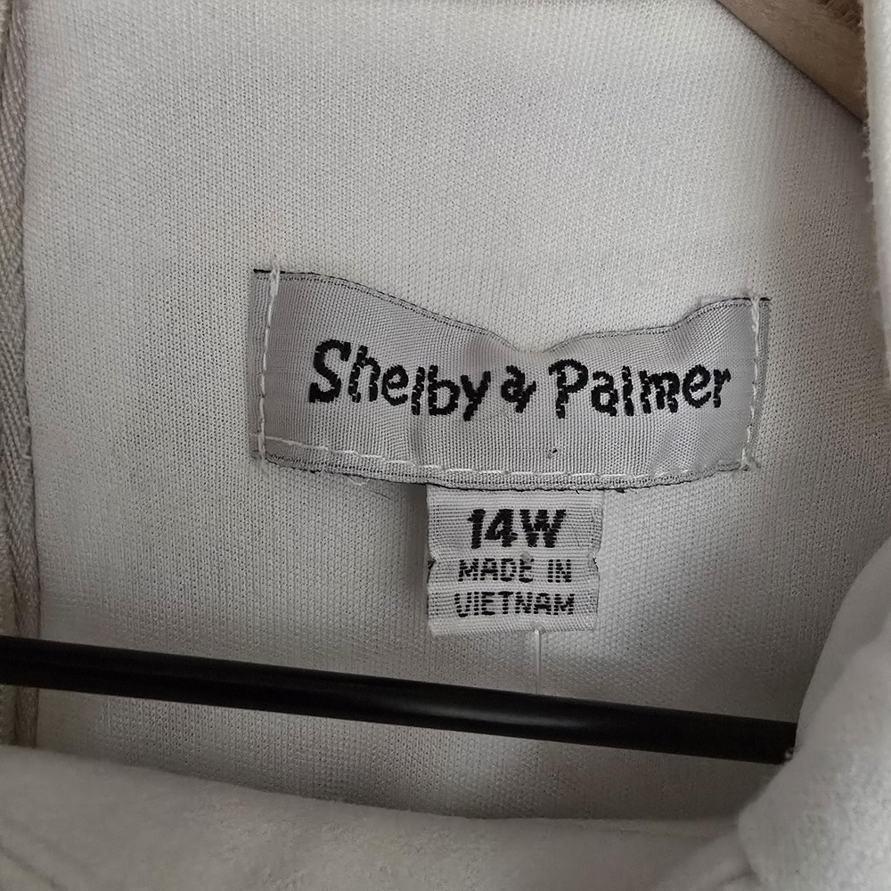 Shelby & Palmer Dress Womens 14W White Bow Neck Shift Short Sleeve‎ Knit Lined - Picture 6 of 12